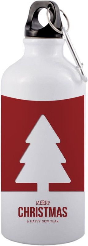 COLOR YARD happy merry christmas with modern-christmas-tree-background design on 600 ml Sipper  (Pack of 1, Multicolor, Aluminium)