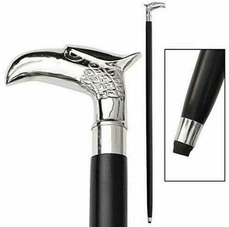 EBULL Eagle Style Brass Handle Walking Stick Foldable Wooden Walking Stick Walking Stick