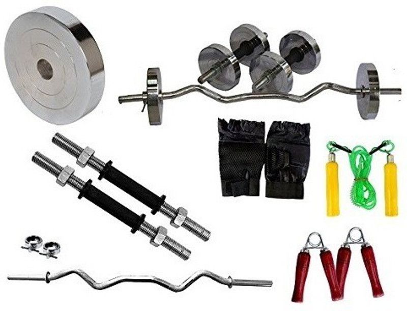 RIO PORT 22 kg 22 Kg Chrome Steel Weight Plates Home Gym Pack Home Gym Combo
