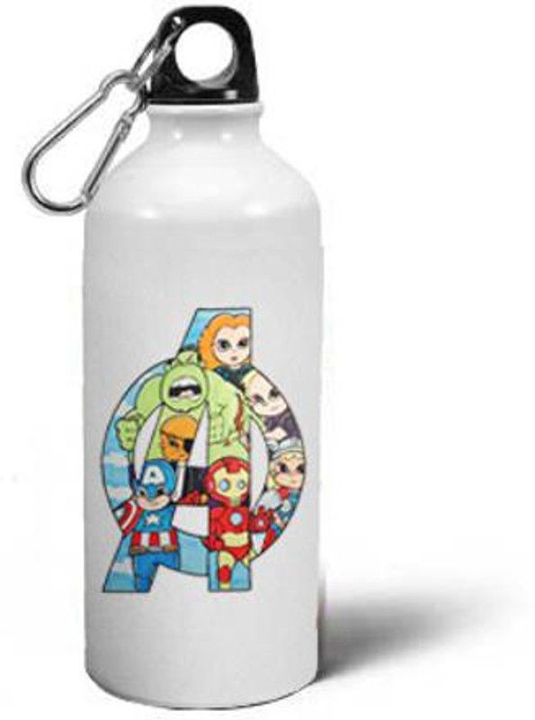 CHARMING Baby Avengers l Printed Aluminium Sport Water Sipper Bottle 600 ml Sipper  (Pack of 1, White, Aluminium)