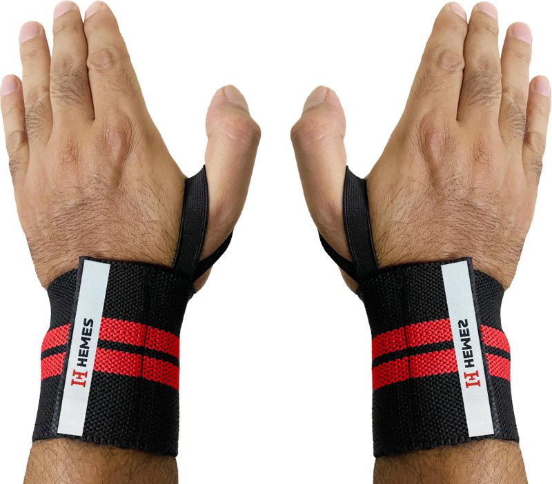H-Hemes Wrist Wrap, Wrist Supporter with Thumb Loops Wrist Support  (Red)