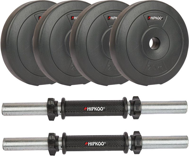 Hipkoo Sports 12 kg 4 PVC PLATES 3KG EACH (12KG) & 2 STEEL RODS Home Gym Combo