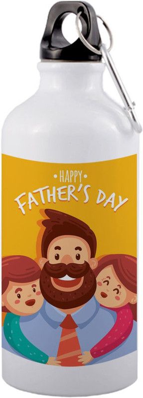 COLOR YARD best happy fathers day with childrens design on white 600 ml Sipper  (Pack of 1, White, Aluminium)