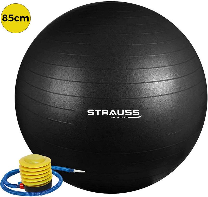 Strauss Anti Burst Gym Ball | Exercise Ball | Yoga Ball | Workout Ball , 85 Cm (Black) Gym Ball  (With Pump)