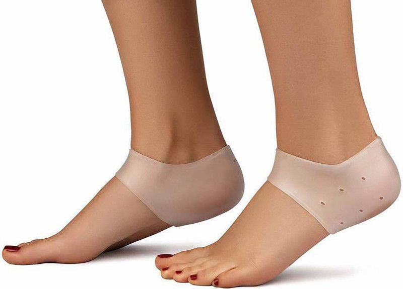 RBS {XL Size}Silicone Gel Heel Pad Socks For Pain Relief, Dry, Hard or Cracked Heels Heel Support  (Orange)