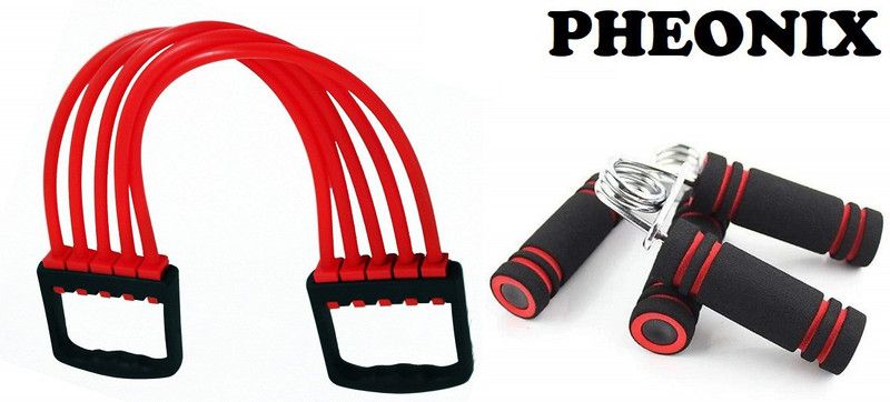 Pheonix Combo Of Chest Expander With 2 Foam Hand Gripper For Gym Equipment Fitness Accessory Kit Kit