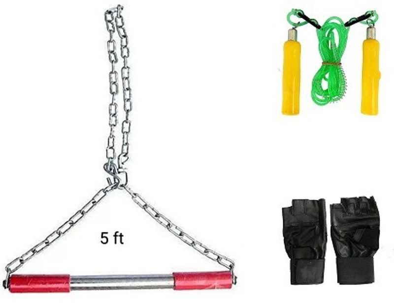R&h SPORTS Combo 5ft Sangal Rod with Gloves and Skipping Rope Home Gym Combo