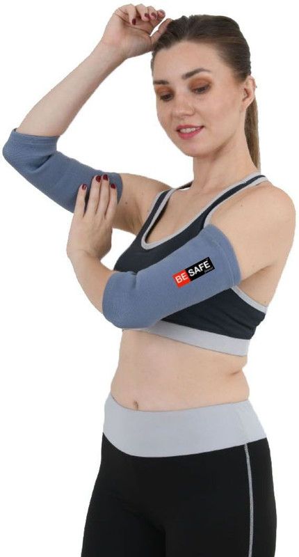 BE SAFE Forever Sports Elbow Support Sleeves/Band ,Pair, Grey, Large Elbow Support  (Grey)