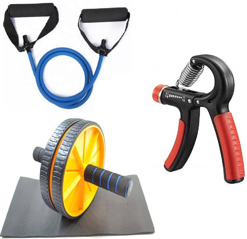Dr Pacvu 3|Hand Gripper/AB Roller/Single Toning Tube|Body Stretching andFitness Equipment Fitness Accessory Kit Kit