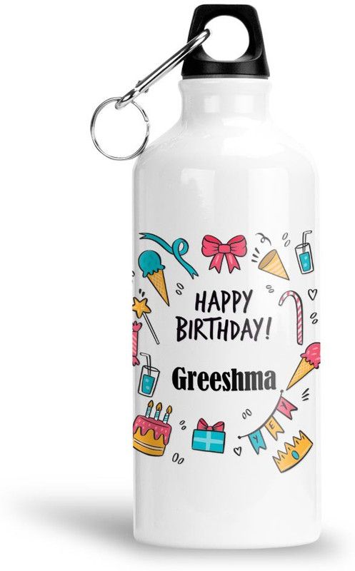 Furnish Fantasy Aluminium Sipper/Water Bottle 600 ML-Best Personalized Gift for Birthday, Greeshma 600 ml Sipper  (Pack of 1, White, Aluminium)
