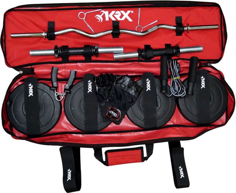 KRX 10 kg Portable 10KG COMBO 3 for Home, Office and Travel with PVC Weight Plates Home Gym Combo