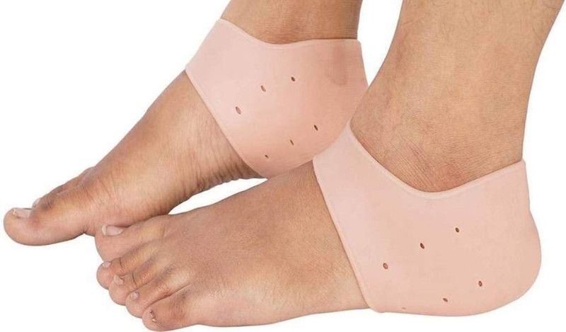 RBS New "L Size" Silicone Gel Heel Pad Socks for Pain Relief for Men and Women Heel Support  (Brown)