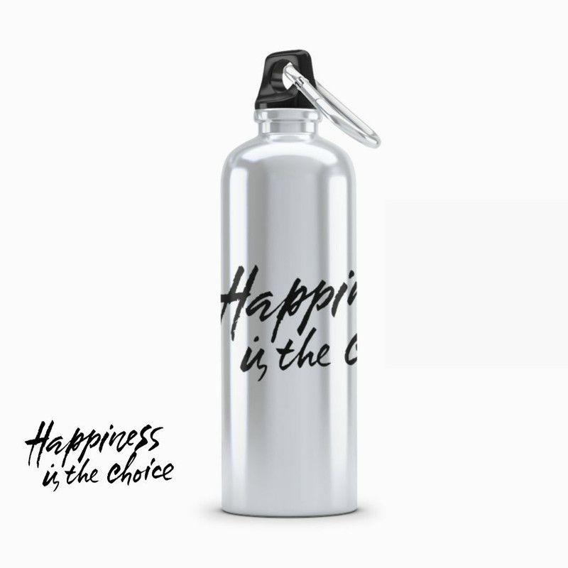 Vmakecustom Aluminum Sipper with Inspiring "Happiness is Your Choice" Quote Printed 600 ml Sipper  (Pack of 1, White, Aluminium)