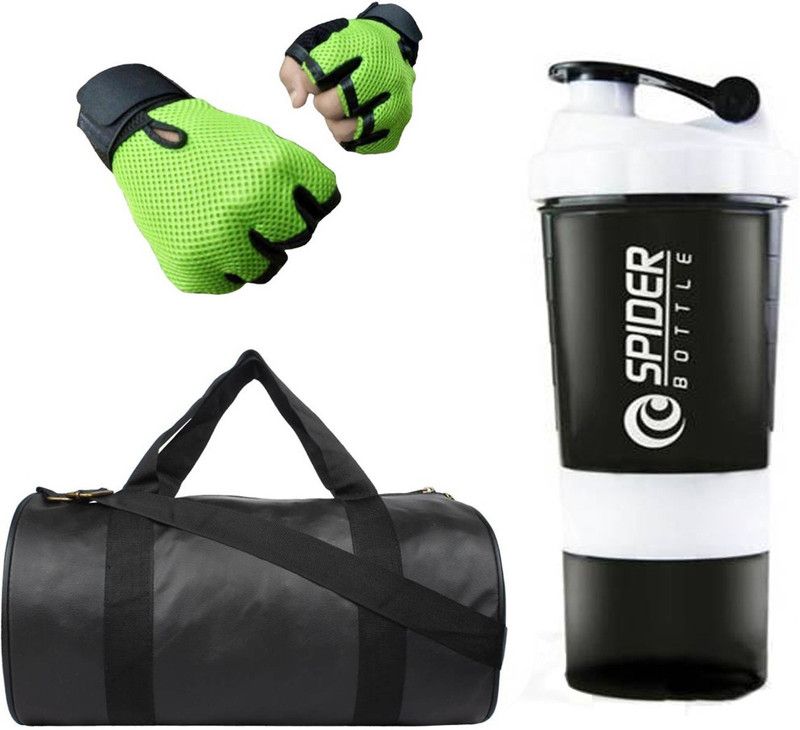 Snipper Gym Combo Of Leatherite (Black) Duffel Gym Fitness Accessory Kit Kit