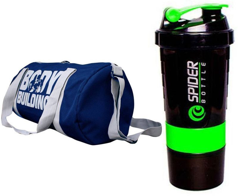 Trending Snipper Combo Of BodyBuilding (Blue) Gym Bag And Spider Shaker (Green) Fitness Accessory Kit Kit