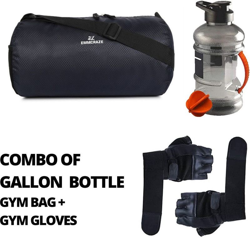 EMMKITZ MULTIPURPOSE GYM BAG+ GALLON BOTTLE + GYM GLOVES Fitness Accessory Kit Kit