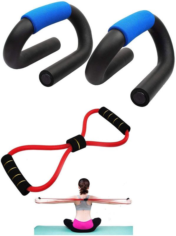 LIVOX A-1 Quality Push UP Bar And Chest Expander Resistance Rope (Fitness combo) home workout Fitness Accessory Kit Kit