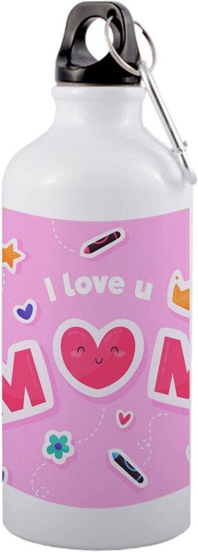 COLOR YARD best I love you MOM design on white 600 ml Sipper  (Pack of 1, White, Aluminium)