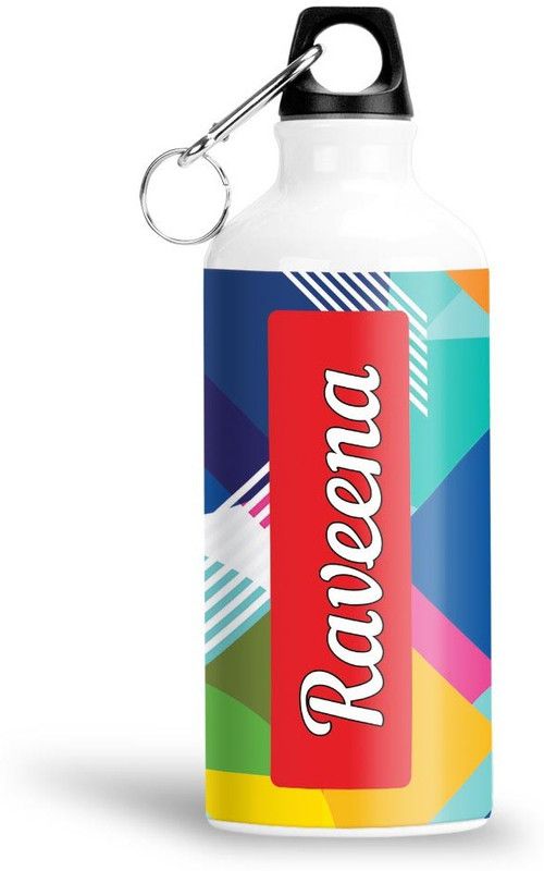 Furnish Fantasy Geometrical Print Aluminium 750ml Water Bottle - Best Birthday Gift - Raveena 750 ml Sipper  (Pack of 1, White, Aluminium)