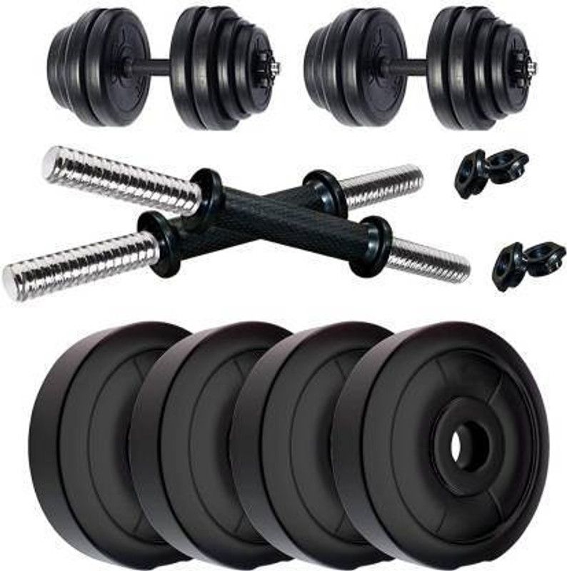 Harway 14 kg Fitness Adjustable Dumbbell with 14kg of Rubber Plates ( 3kg x 2 , 2kg x 4 ) Home Gym Combo