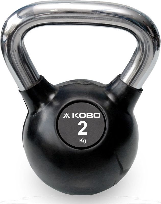 KOBO 2 Kg Rubber Coated Cast Iron With Chrome Handle (IMPORTED) Black Kettlebell  (2 kg)