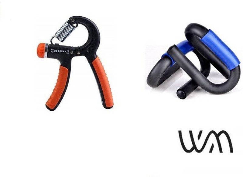 Web Mall Adjustable Hand Grip & S-Shape Push Up Bars Unisex Fitness Combo Fitness Accessory Kit Kit