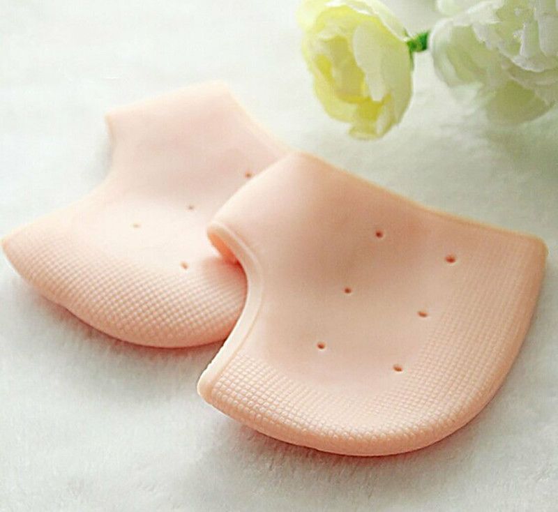 BS NATURAL Silicone Gel Heel Pad Socks for Pain Relief - 1 Pair (Beige, Free Size) Heel Support  (Beige)