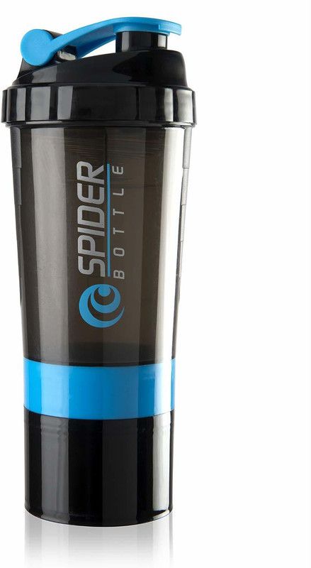 HMFURRYS FINEST Sports & Gym Protein Shaker Bottle with 2 Storage Compartment 500 ml Shaker  (Pack of 1, Blue, Plastic)