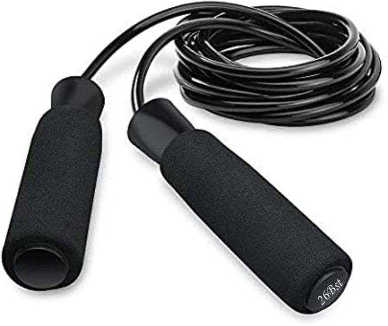 26Bst Jumping Skipping Rope for Gym Training, Exercise and Workout man & Women. Ball Bearing Skipping Rope  (Black, Length: 300 cm)