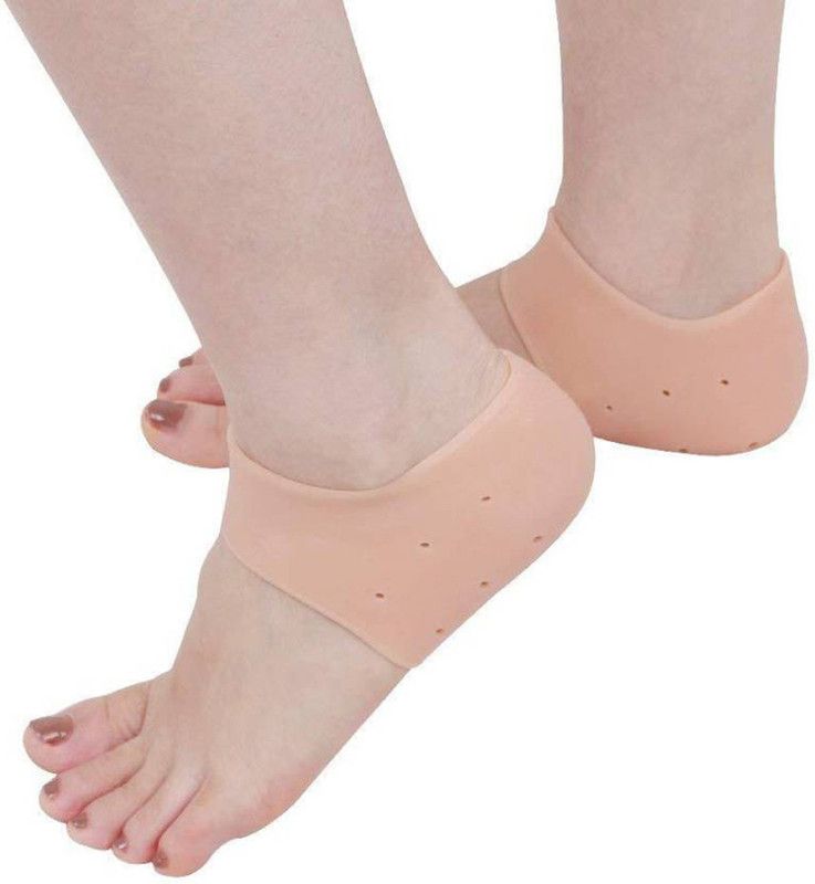 RBS "M SIZE" Silicone Gel Heel Socks Pad Heel Pain Relief For Heel Support Heel Support  (Orange)