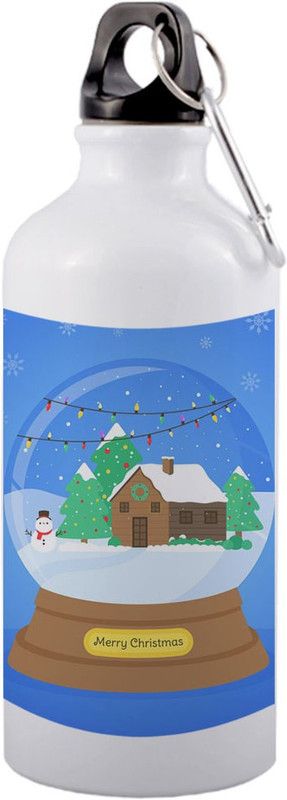 COLOR YARD happy merry christmas with hand drawn christmas snowball-globe design on 600 ml Sipper  (Pack of 1, Multicolor, Aluminium)