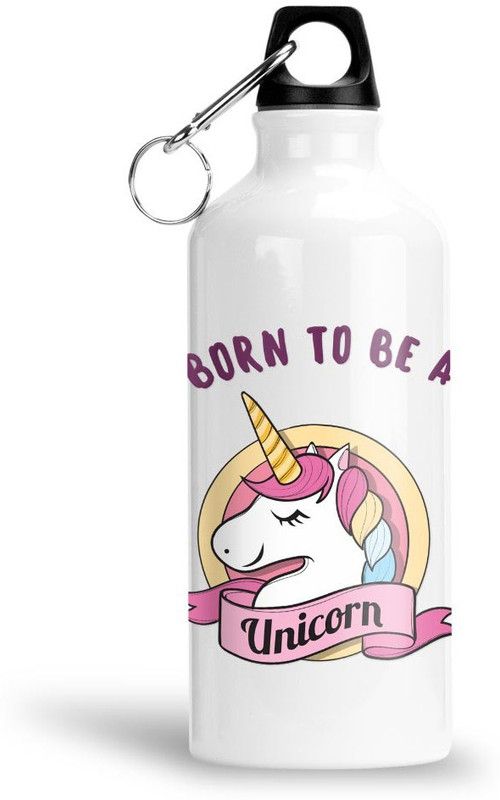 Furnish Fantasy Born To Be A Unicorn Aluminium Sipper Bottle for Kids - Birthday Gift (0012) 600 ml Sipper  (Pack of 1, White, Aluminium)