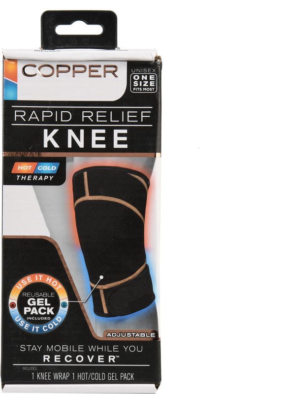 Wonder World ™ Adjustable Compression Knee Wrap with Gel Pack Knee Support  (Black)