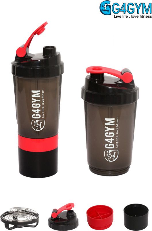 G4GYM Spider Gym Shaker Bottle Red 500 ml Shaker  (Pack of 1, Red, Black, Plastic)