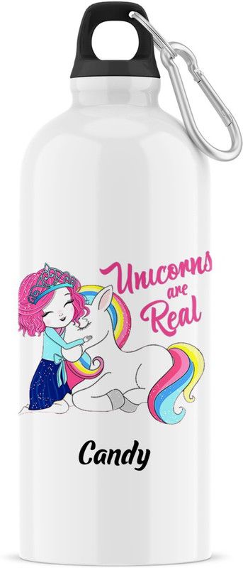 ARTBUG Unicorn Sipper/Water Bottle - Best Birthday Gift for Kids, Name - Candy 600 ml Sipper  (Pack of 1, White, Aluminium)