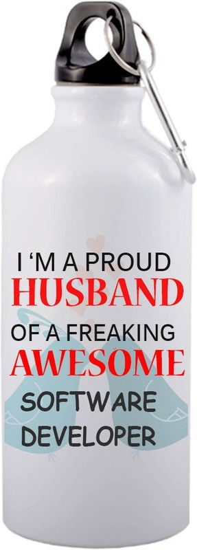 COLOR YARD best Awesome software developer on white 600 ml Sipper  (Pack of 1, White, Aluminium)