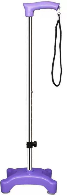 GOODMAX Quadripod Croome Height Adjustable Walking Stick for Unisex (Black) with Support Walking Stick