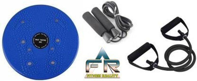 Fitness Reality Fat burning disc twister with toning pullrope and skipping rope Fitness Accessory Kit Kit