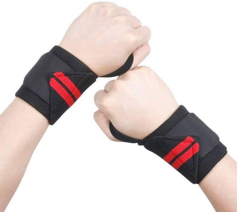 Leosportz (1pair) Wrist Strap Weight Lifting Crossfit Powerlifting Bodybuilding Wrist Support  (Red, Black)