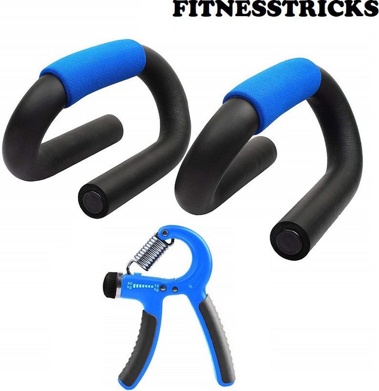 Fitnesstricks 2 In 1 Combo Of Push Up Bar With Hand Gripper For Workout Equipment Fitness Accessory Kit Kit