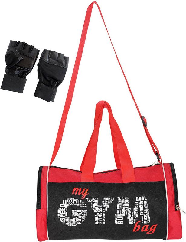 L'AVENIR MY GYM BAG - BLACK/RED (with SIDE POCKETS) Fitness Accessory Kit Kit