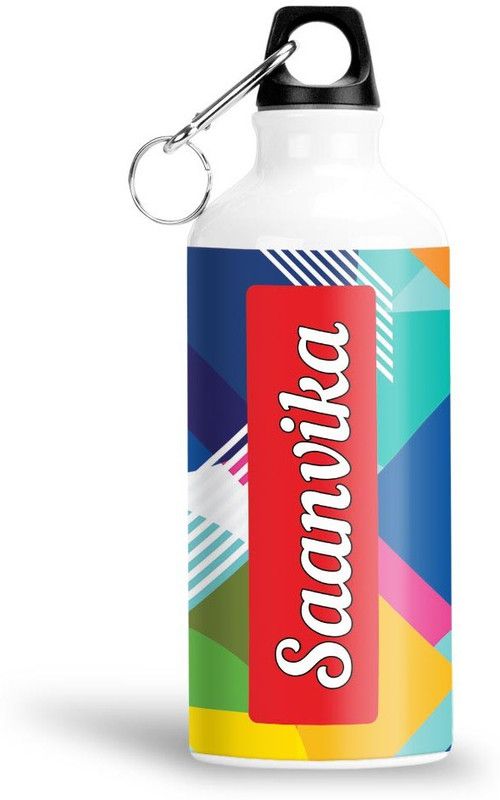 Furnish Fantasy Geometrical Print Aluminium 750ml Water Bottle - Best Birthday Gift - Saanvika 750 ml Sipper  (Pack of 1, Multicolor, Aluminium)