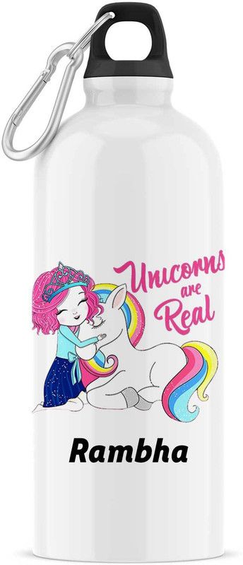 ARTBUG Unicorn Sipper/Water Bottle - Best Birthday Gift for Kids, Name - Rambha 600 ml Sipper  (Pack of 1, White, Aluminium)