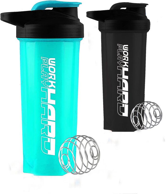 TRUE INDIAN Super Quality Combo Pack of Gym Shaker Bottle|Protein Gym Shaker|Shaker bottle 700 ml Shaker  (Pack of 2, Green, Black, Plastic)