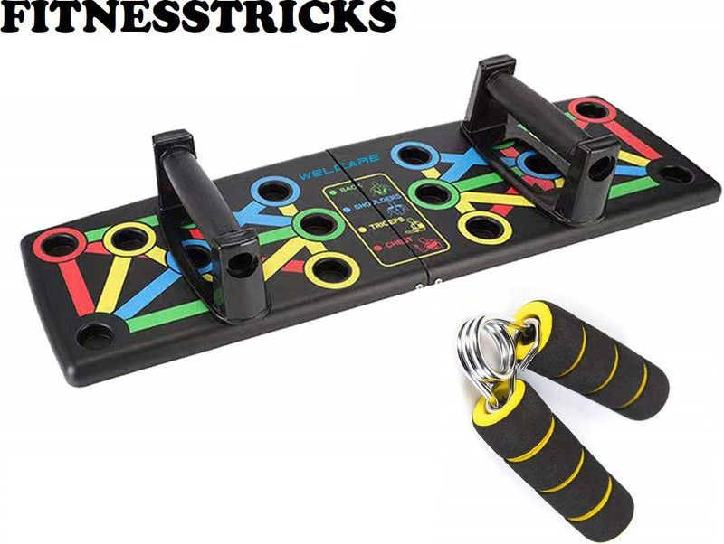 Fitnesstricks Combo Of Push Up Board With Foam Hand Gripper For Gym Equipment Fitness Accessory Kit Kit