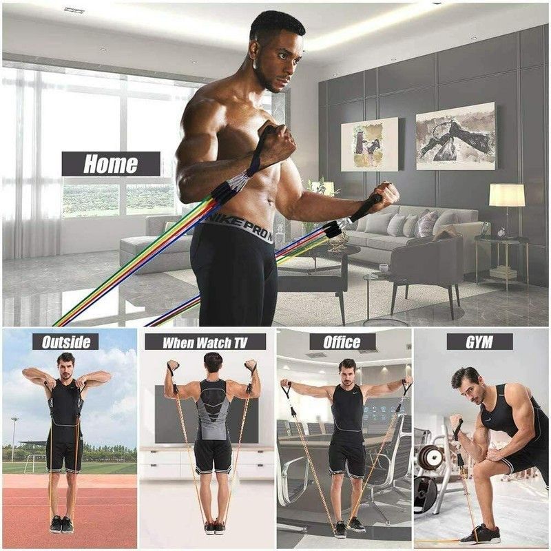 Geutejj Unbreakable 11 Pcs Resistance Band Set Fitness Band for Workout_362 Resistance Tube  (Multicolor)