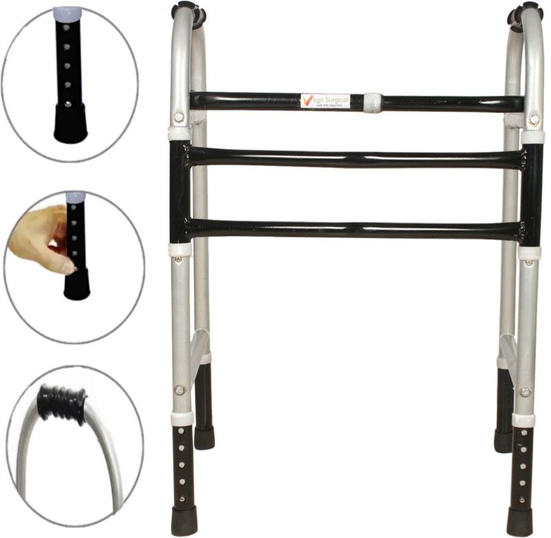 kgn surgical Portable Light Weight Height Adjustable Foldable WalkerW09 Adult & Old Ag People Walking Stick