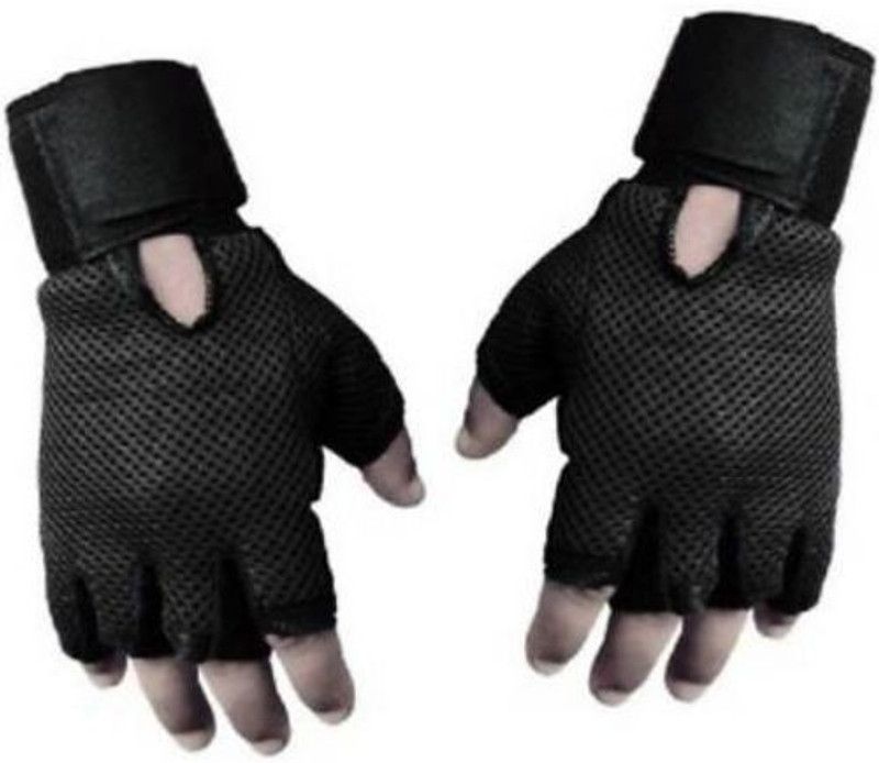 zaysoo Palm Support Weight Lifting Gloves Gym & Fitness Gloves  (Black)