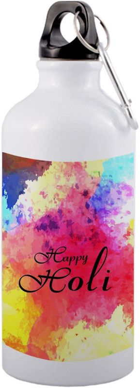 COLOR YARD best happy holi gift mug with pretty background with watercolors on 600 ml Sipper  (Pack of 1, Multicolor, Aluminium)