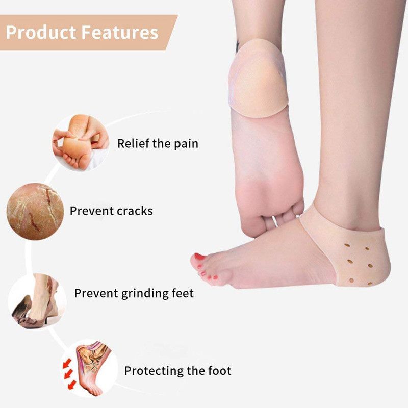 RBS (ALL SIZE) Cracked Heel Repair sock, Foot Care Ankle Support Gel Pad for Unisex Heel Support  (Beige)